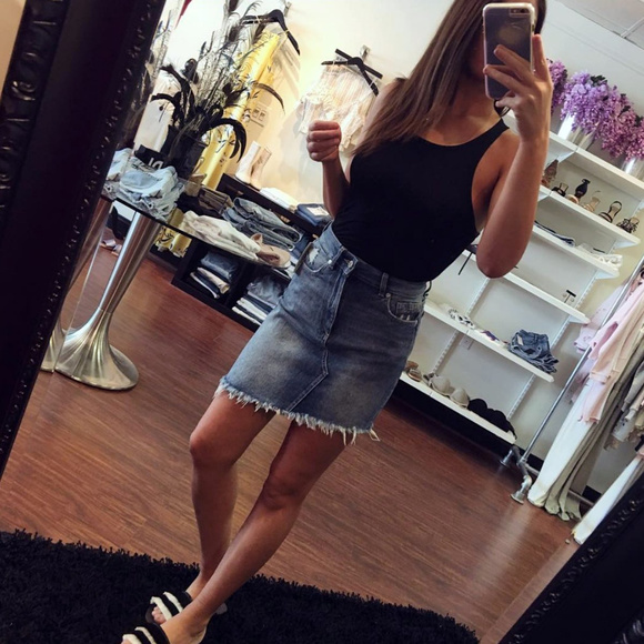 DL1961 Assymetric Denim Mini Skirt - Picture 5 of 5